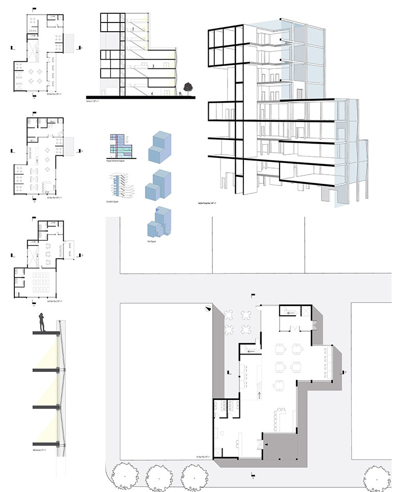 Blueprints of a building project. 3