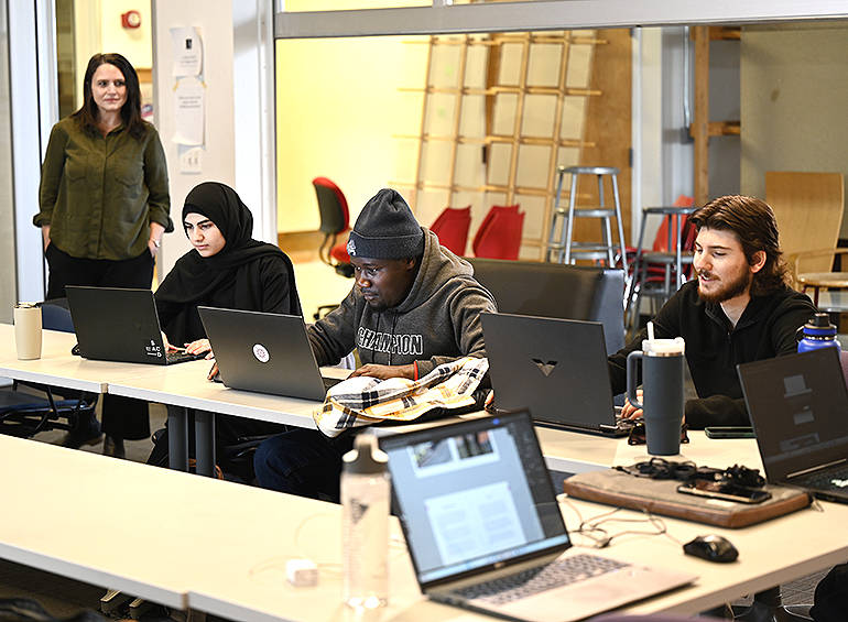 student at front of class